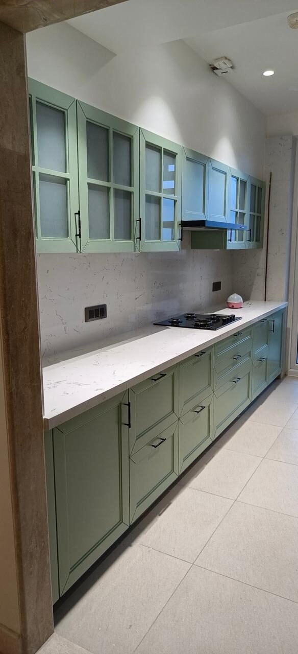 Mint green shaker kitchen Gurgaon