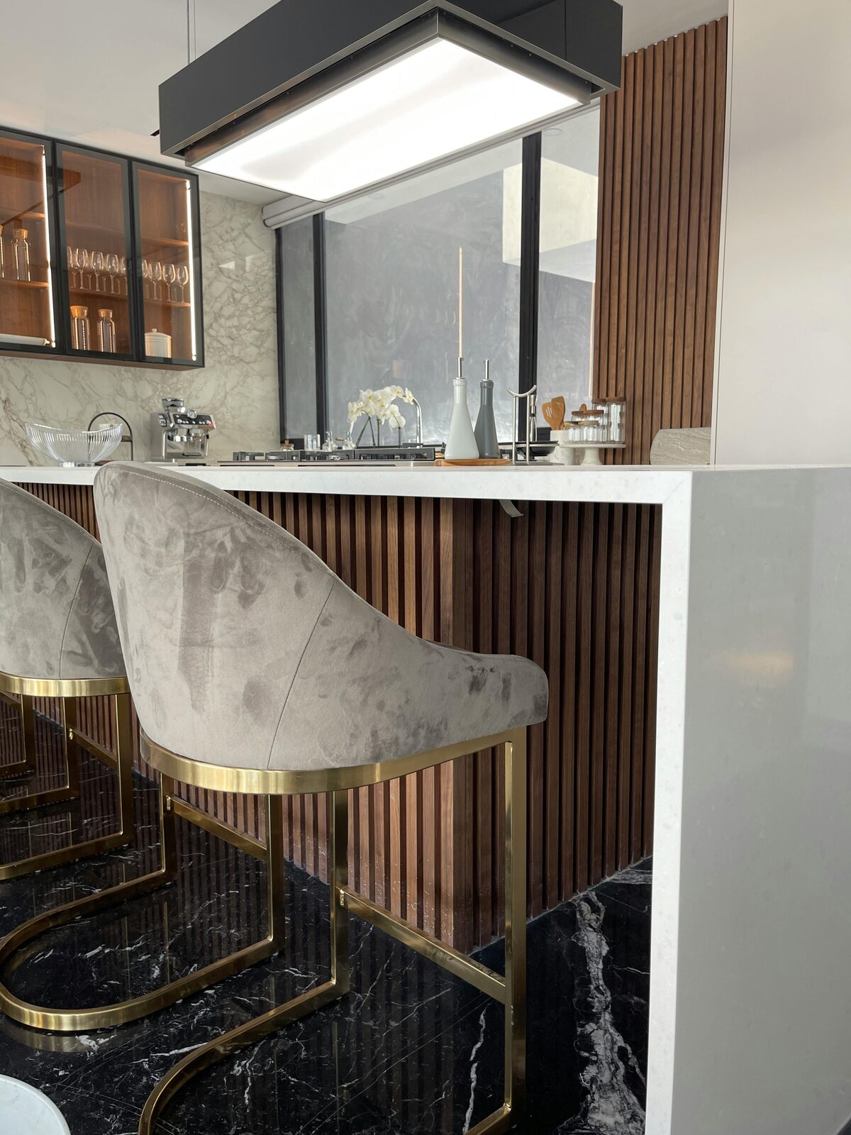 Fluted panel kitchen bar stools Gurgaon