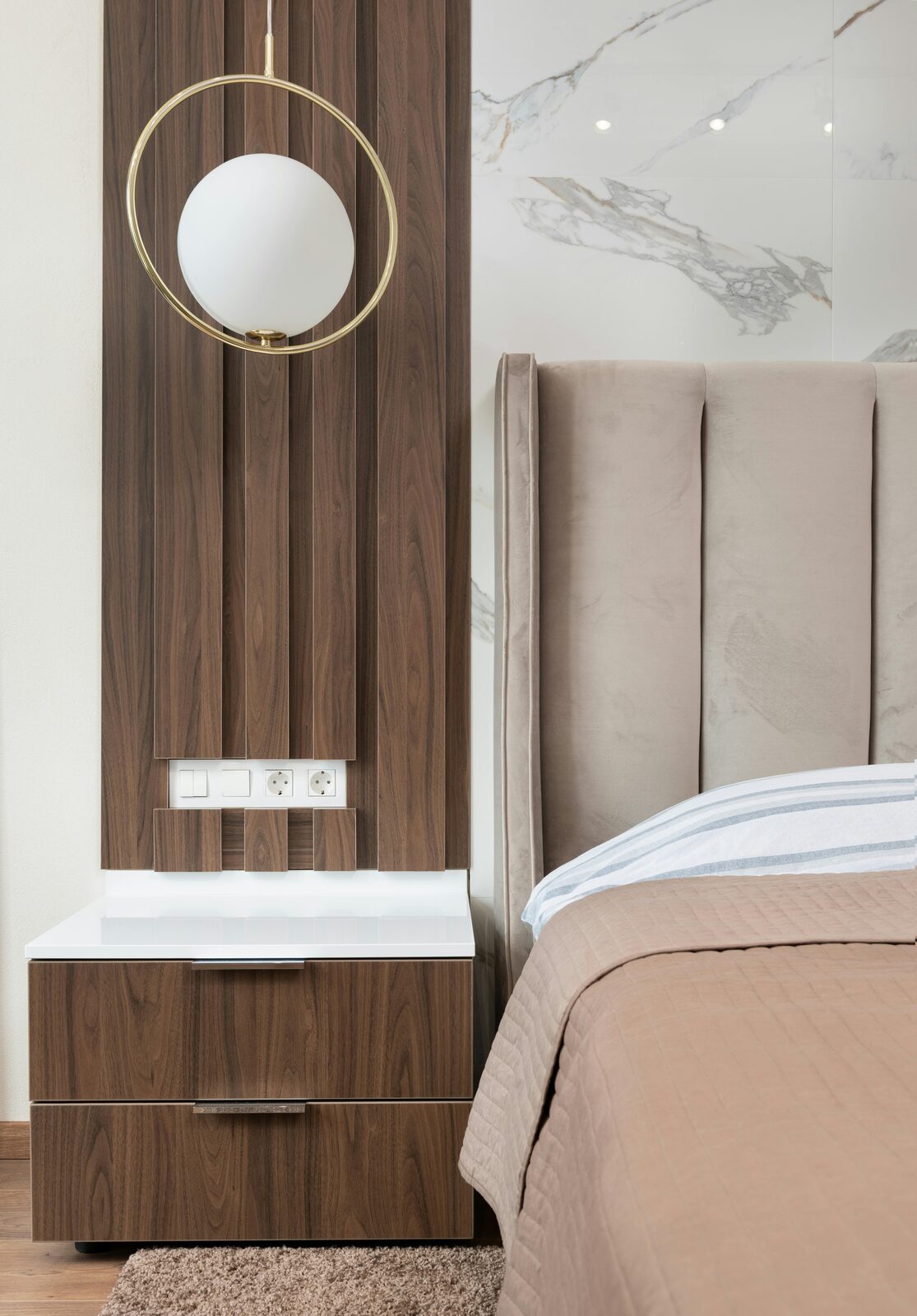 Walnut panel bedroom nightstand Gurgaon